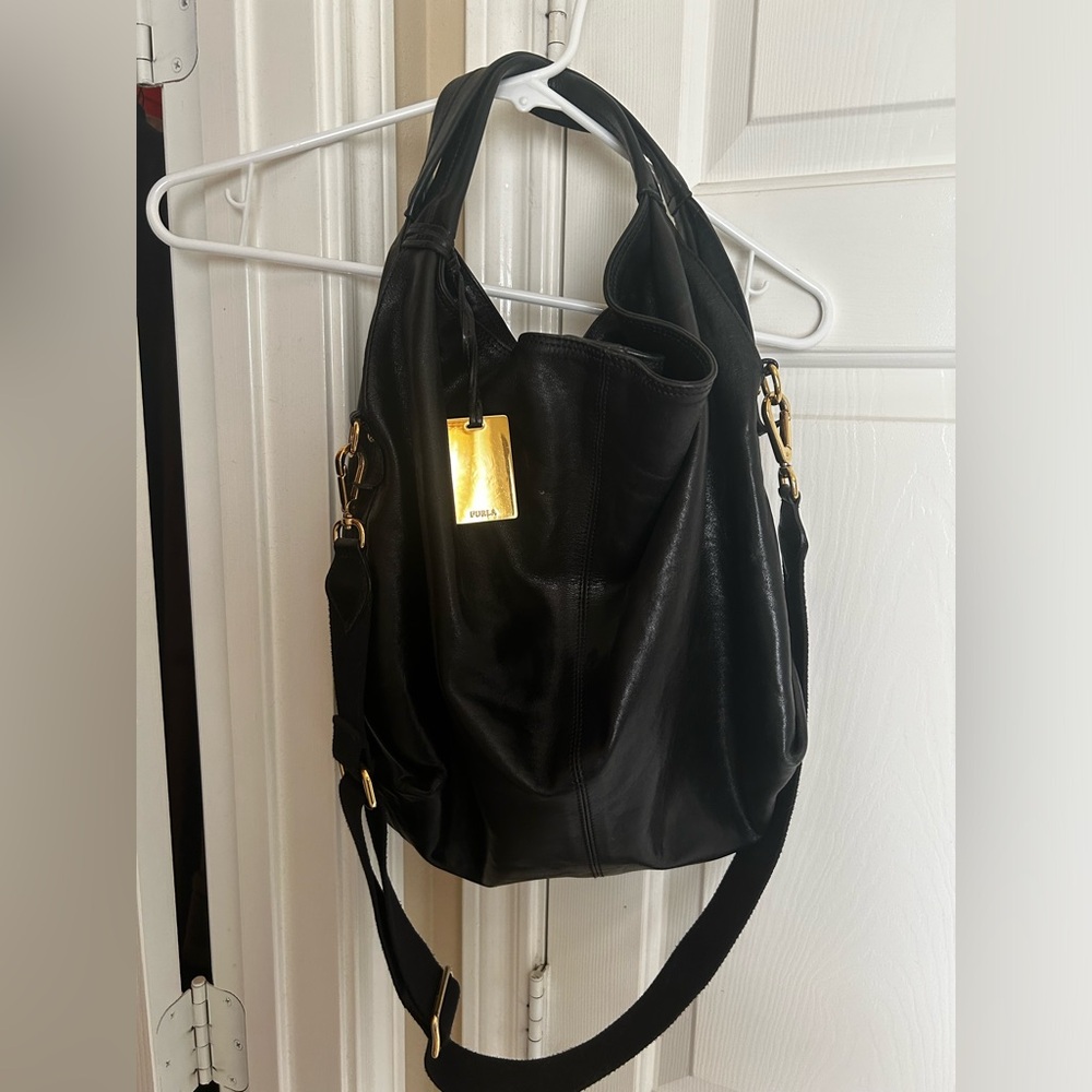 Leather Furla large hobo shoulder bag